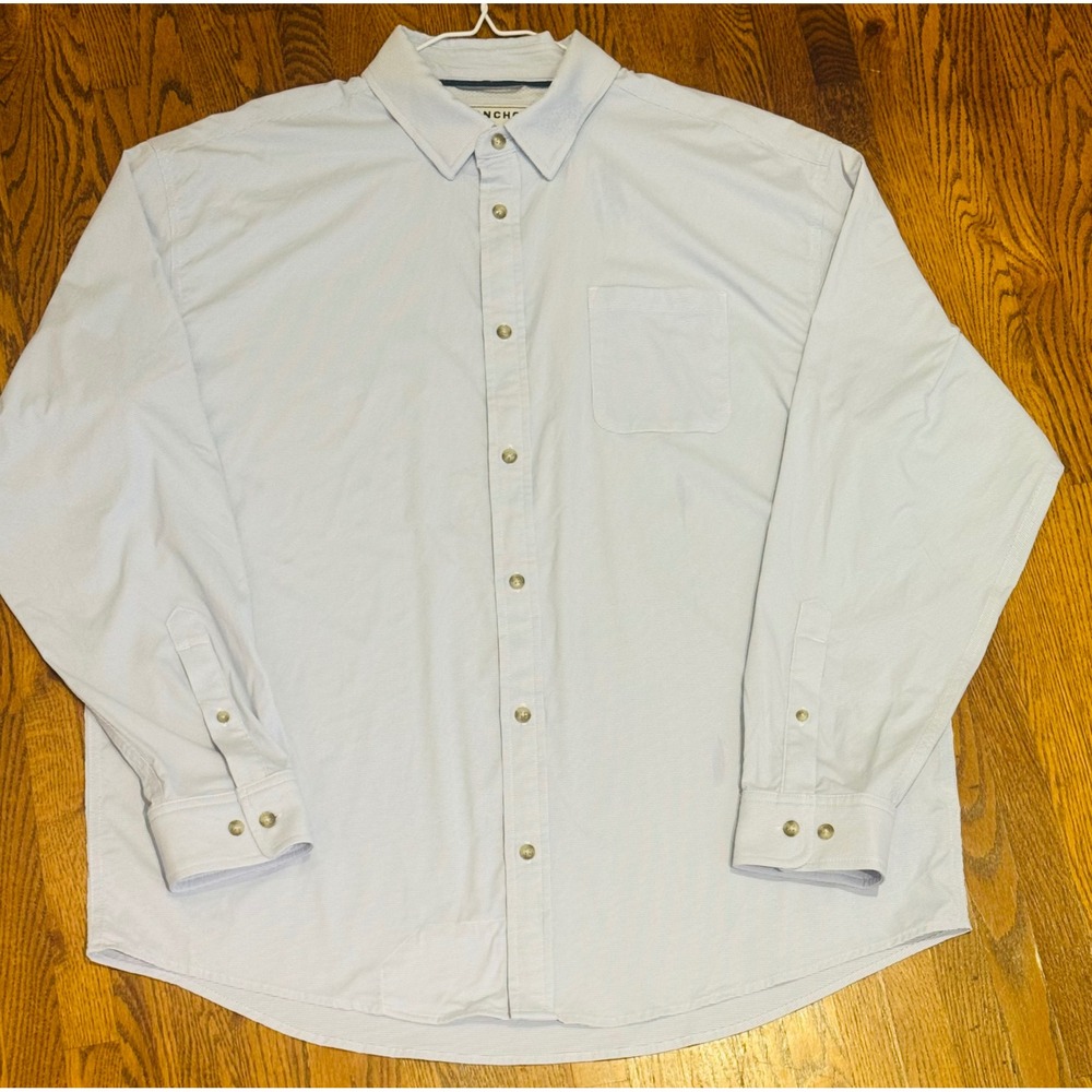 Poncho Men's Blue White Micro-Check Performance Stretch Button Down Shirt XL